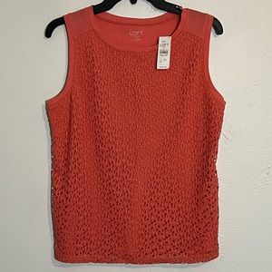 LOFT Sleeveless Crochet Lace Tank Top Pullover Shirt